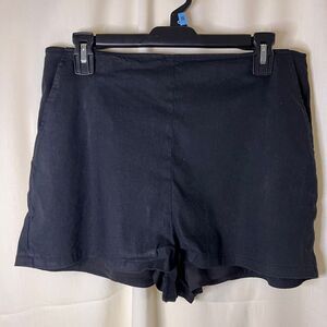 Classic Black‎ High-Waisted Casual Shorts Summer Lightweight Cotton Blend